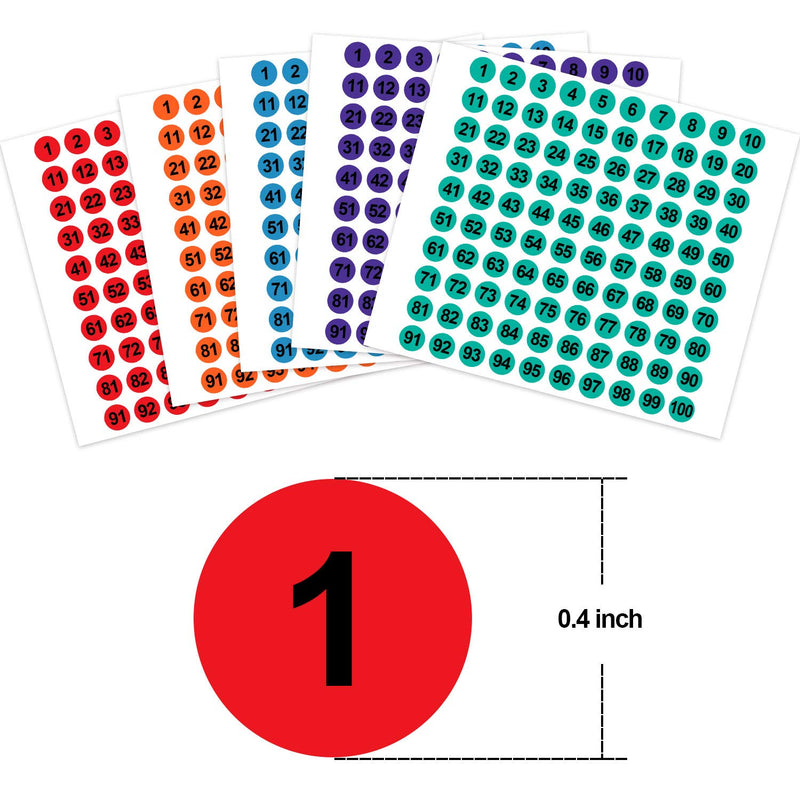 50 Sheets 1 to 100 Vinyl Consecutive Number Stickers Small Round Labels Inventory/Storage Organizing Stickers for Indoor Outdoor, Storage, Organizing, Boxes, Bins, Toolbox, Locker (Various Colors) Various Colors - LeoForward Australia