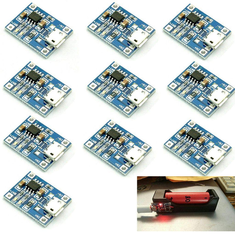  [AUSTRALIA] - DAOKI 10Pcs Battery Charging Board Micro USB TP4056 Lithium Battery Charger Module Charging Board with Protection 5V 1A Dual Functions TP405 Micro