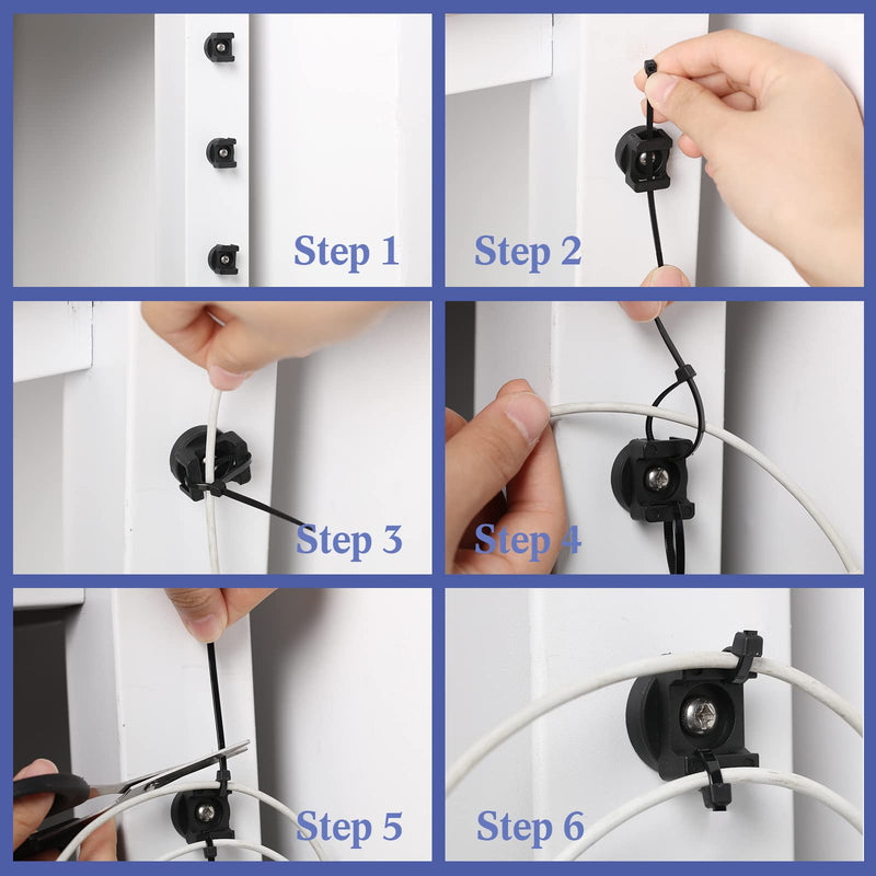 [AUSTRALIA] - Magnetic Zip Tie Mount Multipurpose Magnetic Cable Holder Cable Tie Mount Magnets Magnetic Wire Management Bases with Heavy Duty Cable Zip Ties, Tie Mount Nylon Cable Ties in Total (120 Pieces, 22 mm) 120