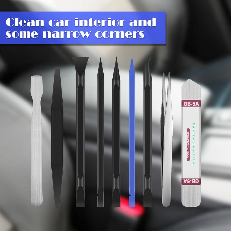  [AUSTRALIA] - 9 Pieces Carbon Fiber Plastic Scraper Multi-Purpose Scraper Non-Scratch Cleaning Tool Small and Narrow Plastic Scraper Tool Carbon Label Scraper for Removing Stickers, Labels, Oil Stains, Food, Dirt