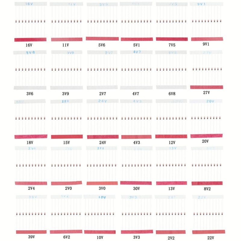 Makeronics 300 pcs 0.5w Zener Diode Assortment 30 Values - LeoForward Australia