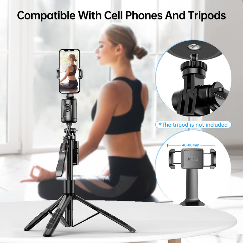  [AUSTRALIA] - Auto Tracking Phone Holder, Auto Face Tracking Tripod, Portable All-in-one Smart Selfie Stick 360 Rotation Fast Face & Object Tracking Cameraman Robot Mount for Phone Video Vlog Live Streaming(Black) Black