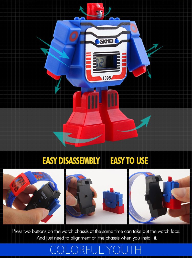 Fanmis Kids LED Digital Cartoon Sports Robot Transformation Toys Boys Wrist Watch Blue - LeoForward Australia