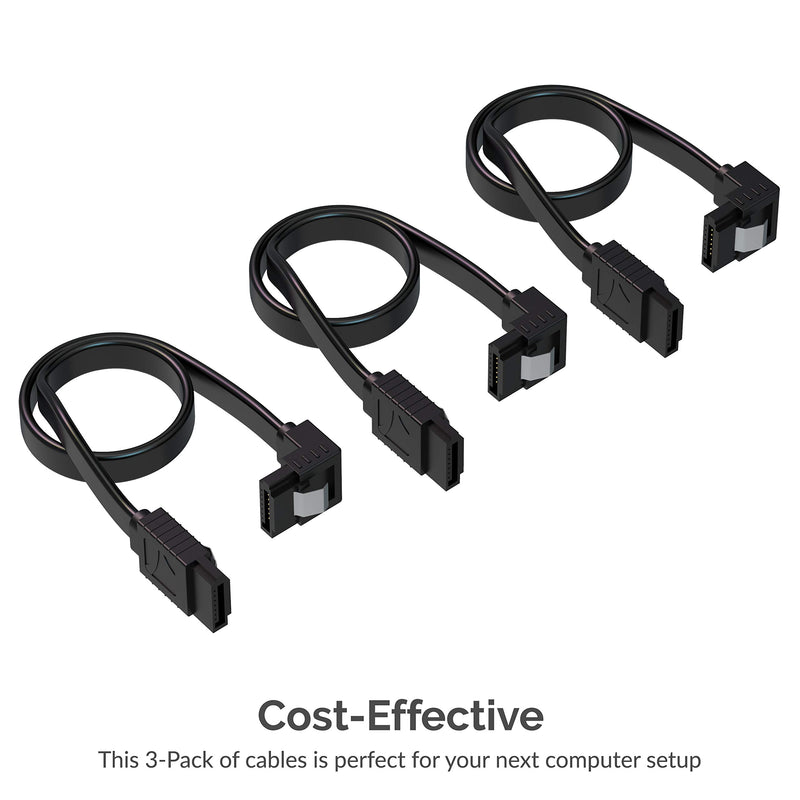  [AUSTRALIA] - Sabrent SATA III (6 Gbit/s) Right Angle Data Cable with Locking Latch for HDD/SSD/CD and DVD Drives (3 Pack - 20-Inch) in Black (CB-SRK3)