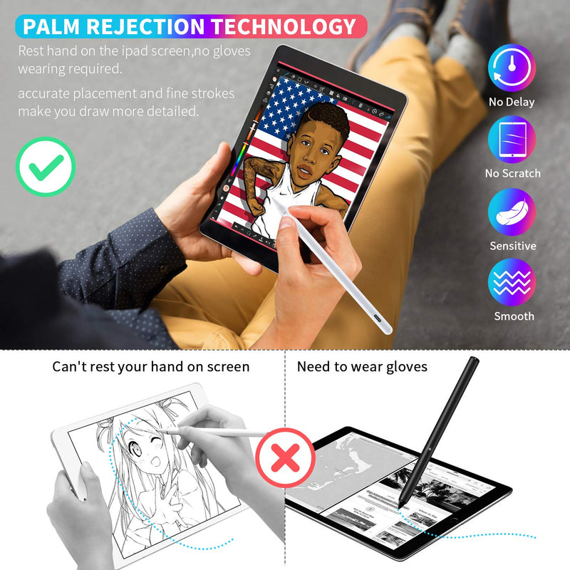  [AUSTRALIA] - Stylus Pen for ipad,with Palm Rejection,Tilt,Magnetic Function, Active Pencil Compatible with (2018-2021) Apple iPad Pro (11/12.9 Inch) iPad 6th/7th/8th/9th Gen,iPad Mini 5th Gen,iPad Air 3rd/4rd Gen white