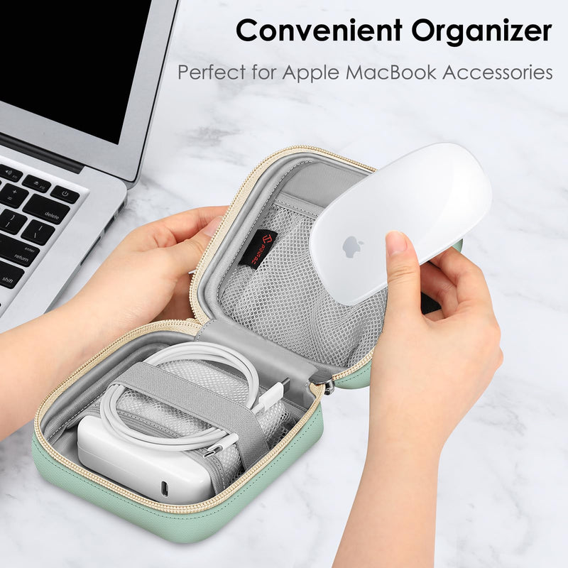  [AUSTRALIA] - FINPAC Charger Case for Macbook, Small Electronic Organizer Bag for MacBook Power Adapter, Portable Pouch Travel Storage for Laptop Accessories, Magic Mouse, USB Drives, GoPro, Gadgets - Light Green