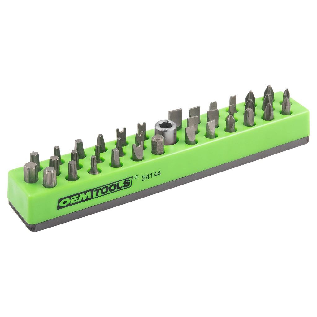  [AUSTRALIA] - OEMTOOLS 24144 36 Piece Magnetic Hex Bit Holder, Hex Bit Organizers, Strong Magnetic Organizer Mounts to Metal Surfaces, Non-Marring Hex Bit Storage, Green