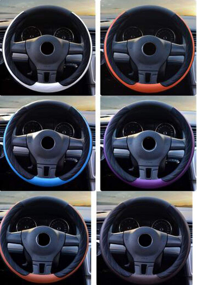  [AUSTRALIA] - Carmen New Steering Wheel Cover Four Season Universal 15 Inch Two-Color Stitching Design Fashion Anti-Slip Auto Car Snug Grip (Brown) Brown