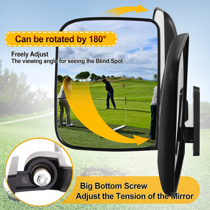  [AUSTRALIA] - Golf Cart Side Mirrors for Club Car EZ-GO Yamaha and other 180°Adjustable Folding Wide-Angle Side View Mirror