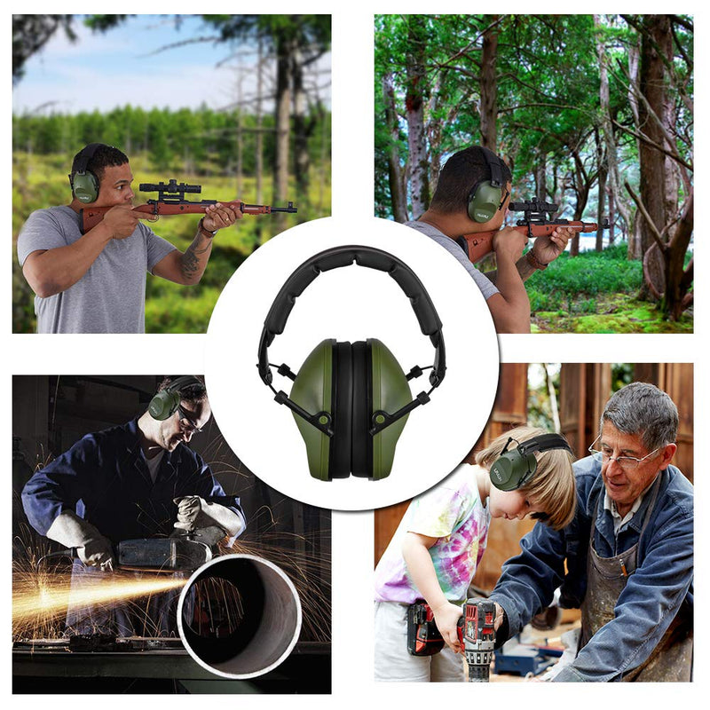  [AUSTRALIA] - Huarui Noise Cancelling Ear Muff for Shooting Hunting, Adjustable Ear Protection Green