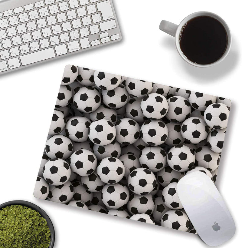  [AUSTRALIA] - TianChen Mouse Pad, Soccer Themed Pattern ,Standard Size Rectangle Non-Slip Rubber Mousepad, Black and White Football art-14