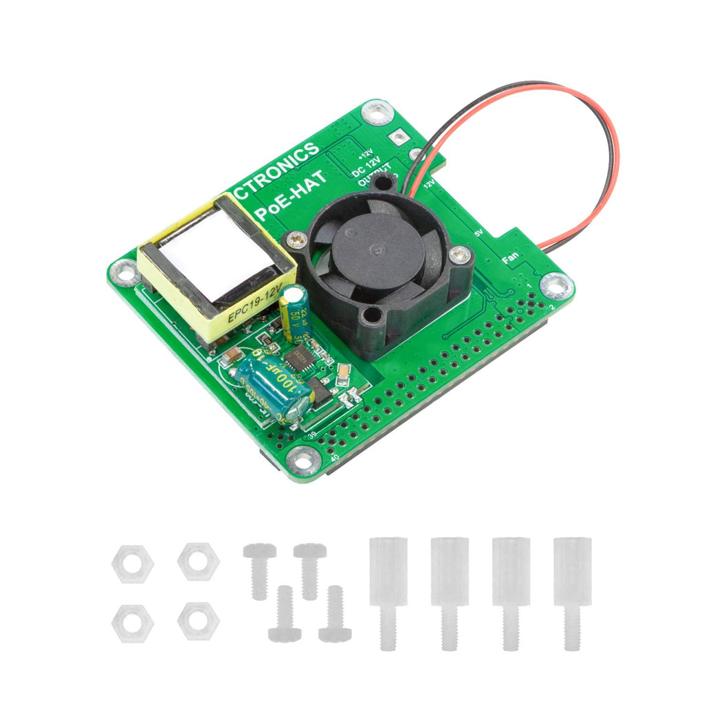  [AUSTRALIA] - UCTRONICS PoE HAT for Raspberry Pi 4 Model B and Pi 3 Model B+, 802.3at Power Over Ethernet Expansion Board with Cooling Fan