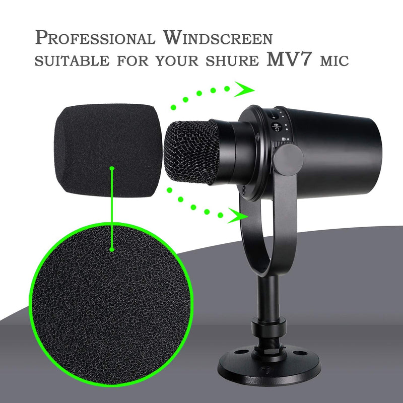  [AUSTRALIA] - Microphone Pop Filter Compatible with Shure MV7 Microphone - Mic Foam Windscreen Cover for MV7 Microphone to Blocks Out Plosives by YOUSHARES