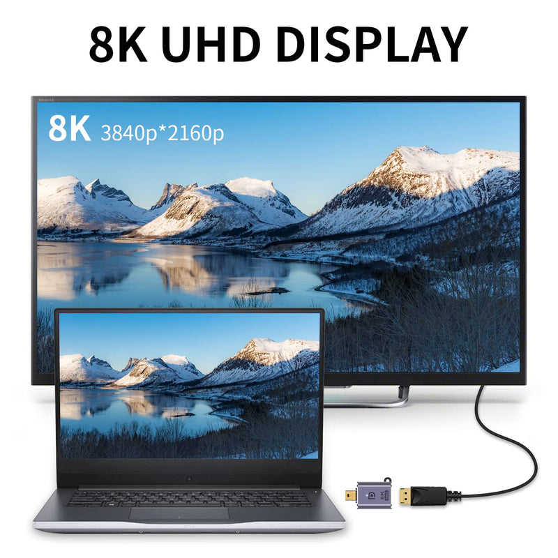  [AUSTRALIA] - Poyiccot Mini Displayport to Displayport Adapter 8K, Mini DP to DP Adapter, 8K@60hz Mini Displayport Male to Displayport Female Adapter Support Displayport 1.4 for MacBook, Surface Pro, 2Pack Mini DP Male to DP Female Adapter 2pcs