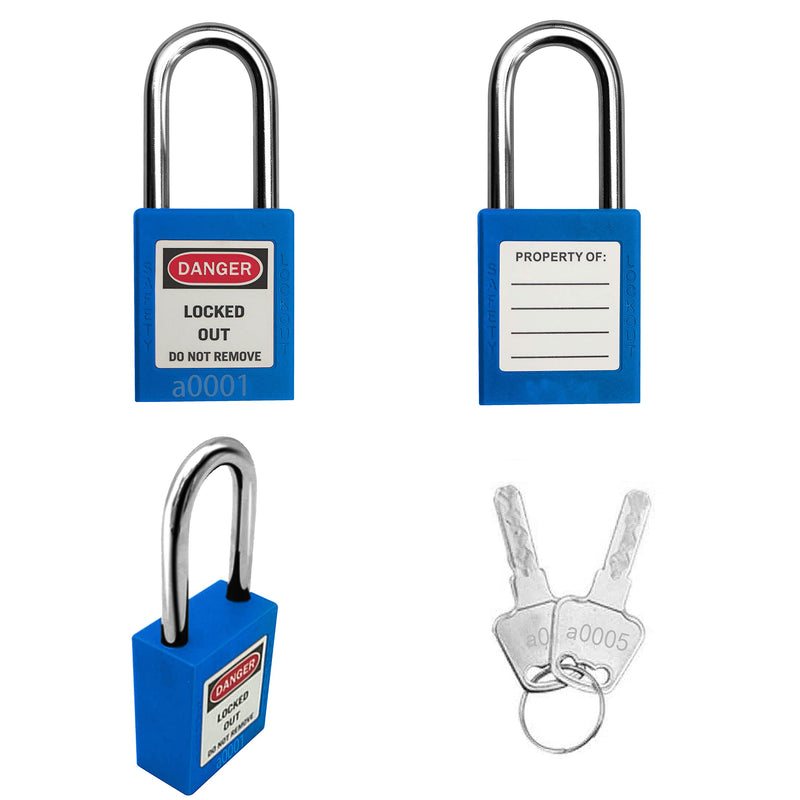  [AUSTRALIA] - Lockout Tagout Lock 5pcs Set Loto Product Padlocks for Lock Out Tag Out Stations and Devices (Blue, Key Alike) Blue