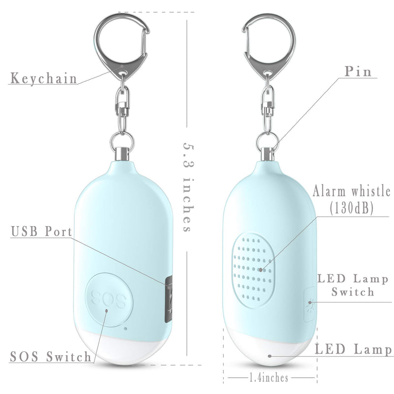  [AUSTRALIA] - Safesound Personal Alarm Siren Song 3 Pack - 130dB Self Defense Alarm Keychain Emergency LED Flashlight with USB Rechargerable - Security Personal Protection Devices for Women Girls Kids Elderly