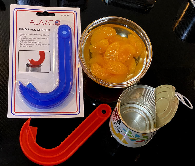 2 Easy Safe Ring Pull CAN OPENER Protects Nails Arthritis Hands Helper By ALAZCO RED & BLUE 2 - LeoForward Australia