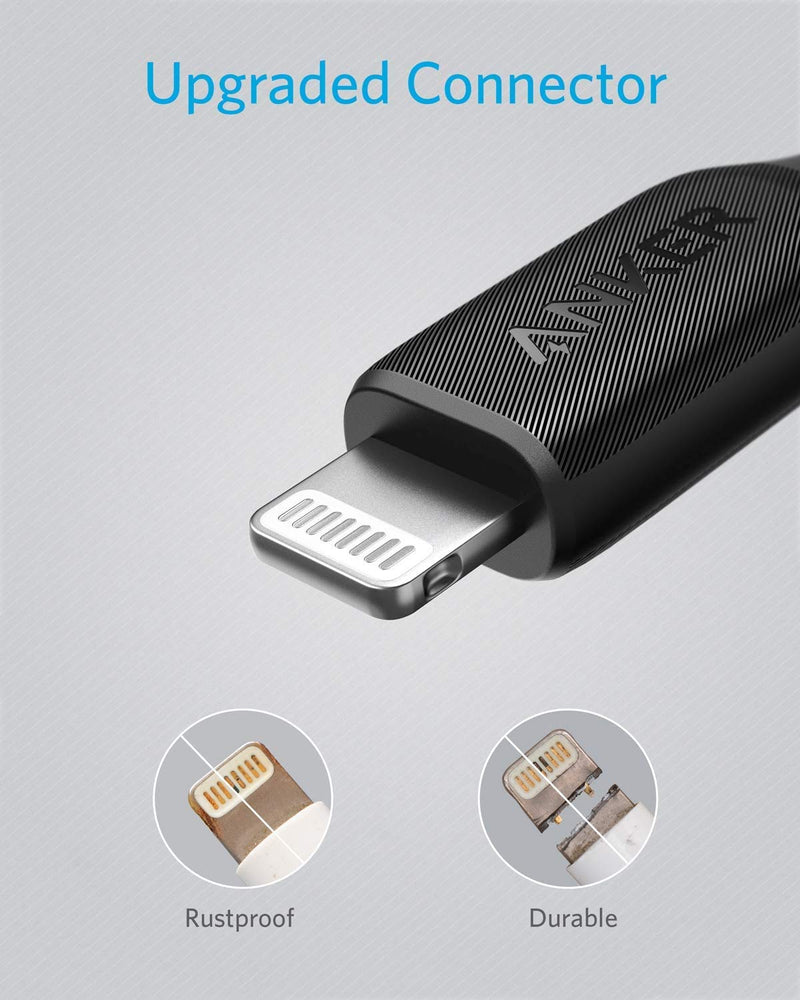 Anker Powerline III Lightning Cable 6 Foot iPhone Charger Cord MFi Certified for iPhone 11 Pro Max, 11 Pro, X, Xs, Xr, Xs Max, 8, 8 Plus, 7, 7 Plus, 6 and More, Ultra Durable (Black) 6ft Black - LeoForward Australia