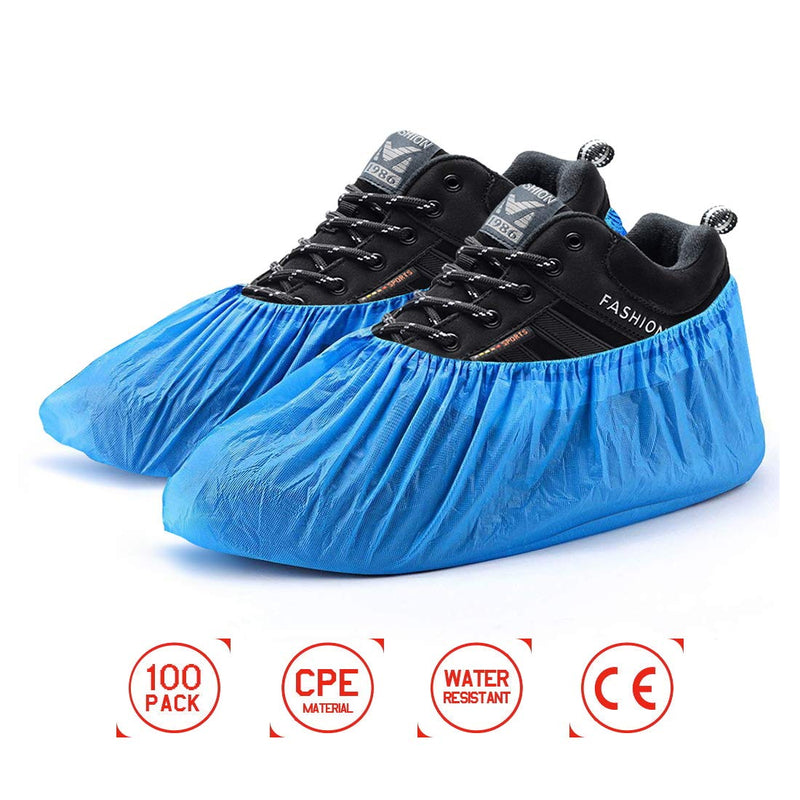  [AUSTRALIA] - 100 Pack Disposable Shoe Covers, Durable Waterproof & Anti-Slip Boot Covers for Home Office, One Size Fits Most