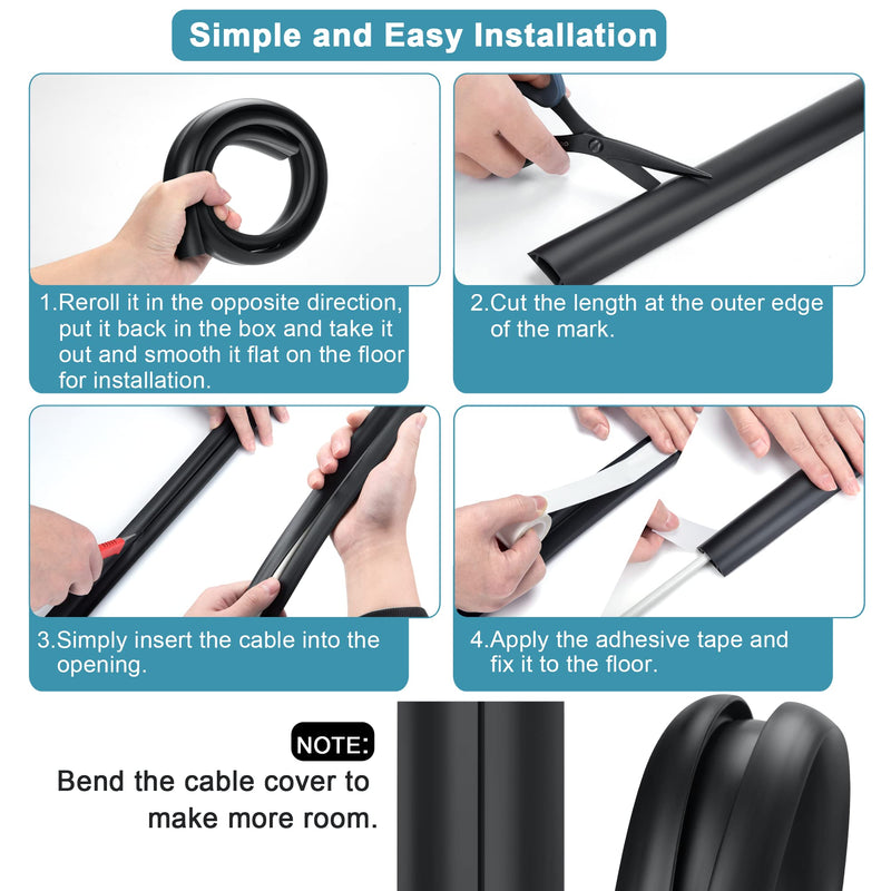  [AUSTRALIA] - 5.5FT Cord Cover Floor, Brown Cord Hider Floor, Extension Cable Cover Power Cord Protector Floor, Cable Management Hide Cords on Floor - Soft PVC Wire Covers - Cord Cavity: 0.7" (W) x 0.4" (H) 5.5 feet