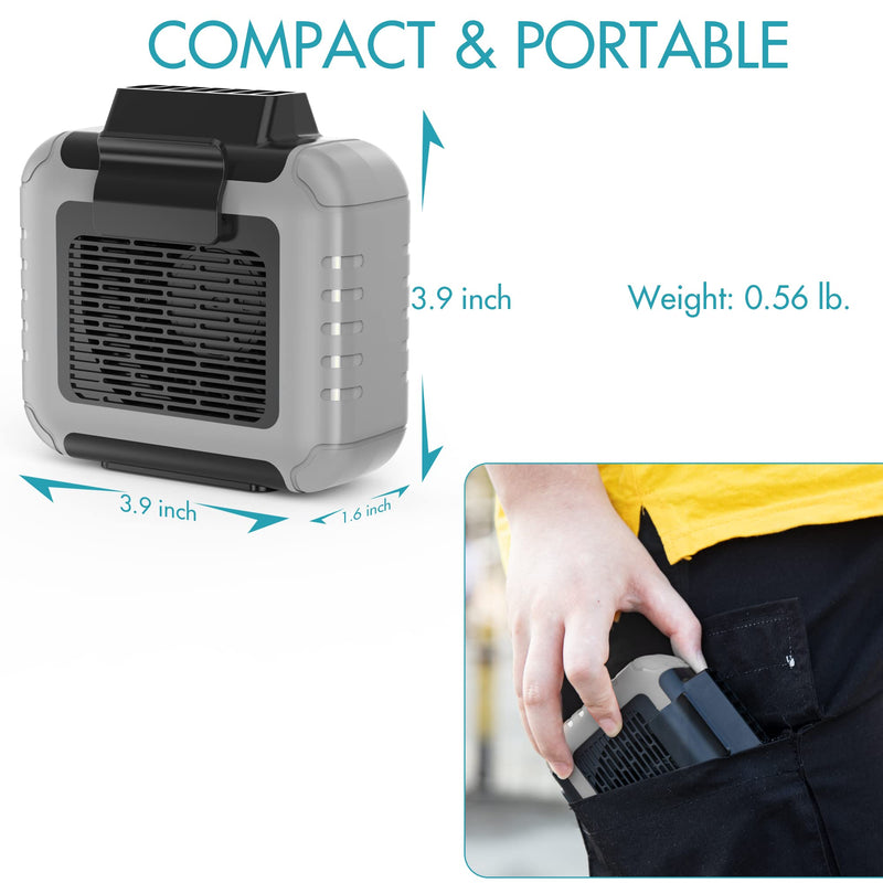  [AUSTRALIA] - Portable Waist Clip Fan, 6000mAh Rechargeable Battery Powered USB Input & Output Ports Included, Max.24H Working, 3 Speeds, Hand Free Waist Fan with Lanyard & Belt for Hiking Fishing Jobsite Gray