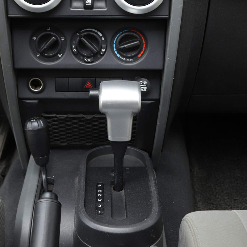 RT-TCZ Gear Shift Knob Handle Cover ABS Full Trim Frame Bezel Interior Accessories for Jeep Wrangler 2007-2010 JK JKU Sport X Sahara Rubicon Silver - LeoForward Australia