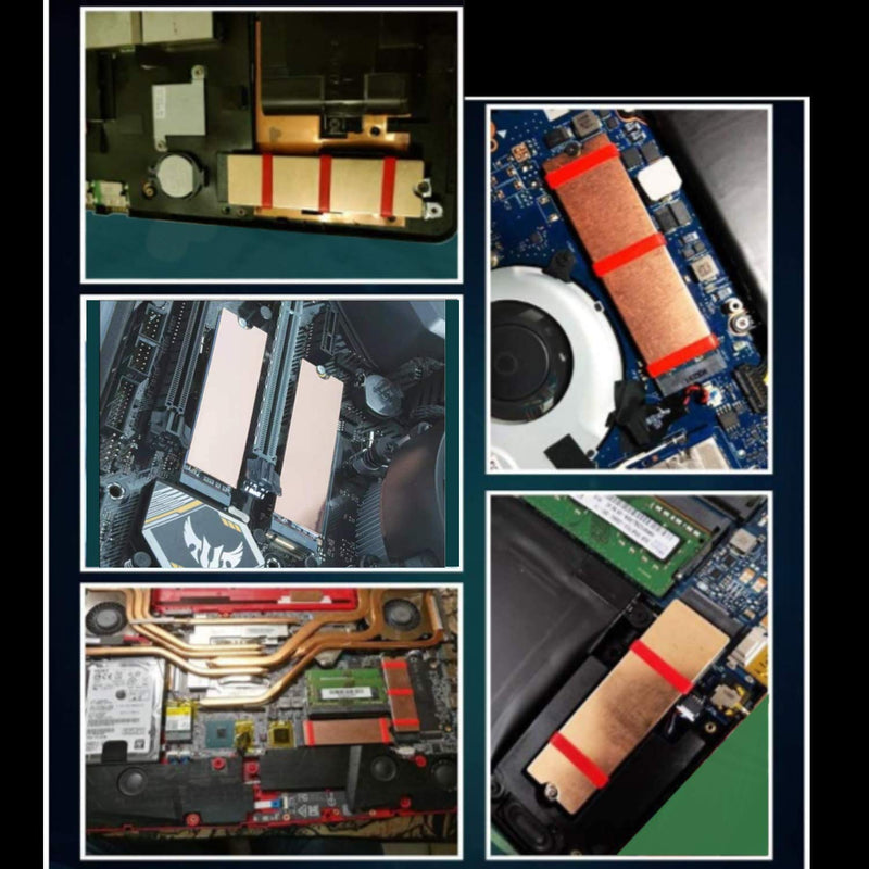 Easycargo Laptop M.2 Heatsink Kit, Slim Copper Heat Sink + Thermal pad 1mm 0.5mm for Cooling Laptop M2 2280 SSD NVMe (1-Pack) 1-pack - LeoForward Australia