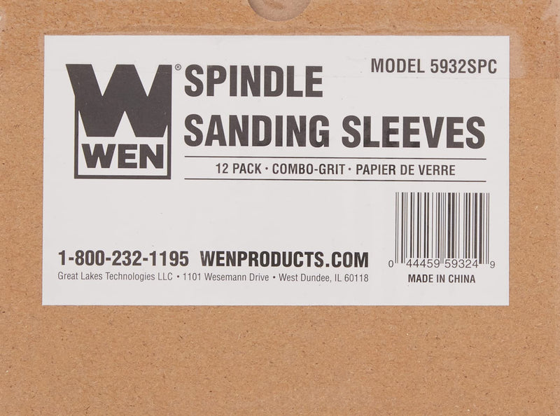  [AUSTRALIA] - WEN 5932SPC Replacement Spindle Sanding Sleeves, Assorted Sandpaper Grits, 12 Pack Replacement Sandpaper