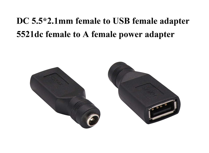 AAOTOKK USB 2.0 A Female to DC 5.5x2.1mm DC Connector Charge Barrel Jack Power Adapter USB 5V Connector, (Max 2.5 Ampere Power Adapter) for DC or USB Charging Device (2Pack-USB A) USB A - LeoForward Australia