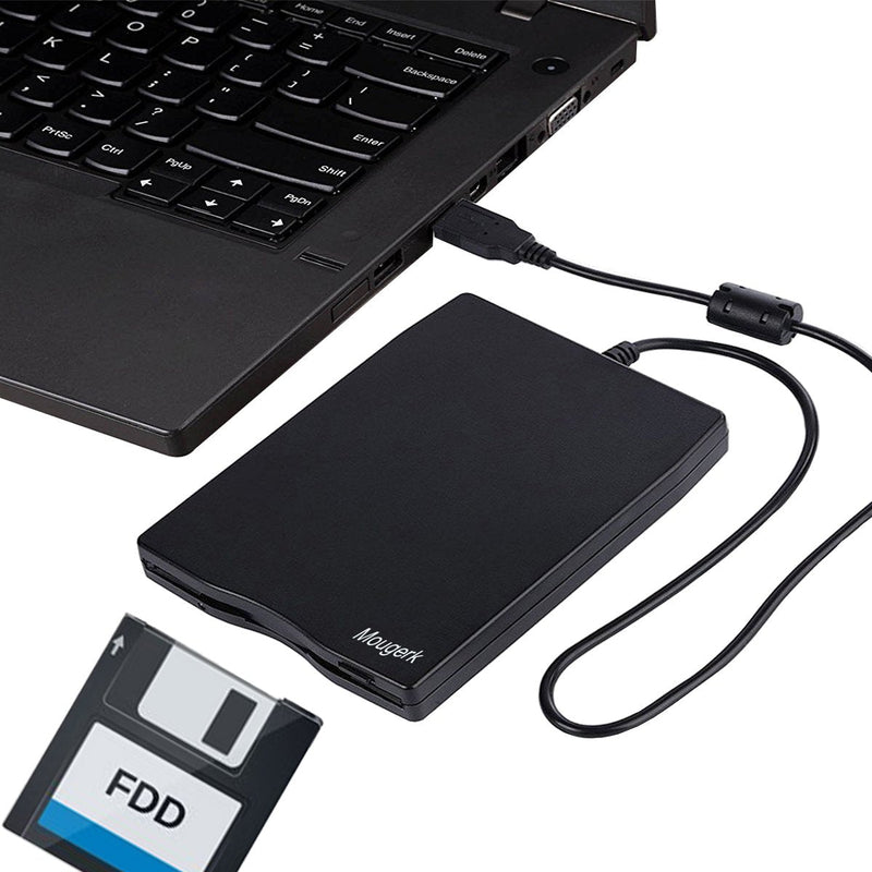  [AUSTRALIA] - USB Floppy Drive, Mougerk 3.5" USB External Floppy Diskette Drive 1.44 MB FDD Portable USB Drive Plug and Play for Laptops Desktops and Notebooks (Black) Black