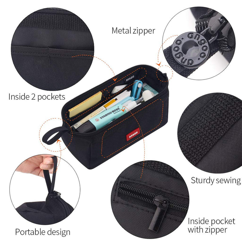  [AUSTRALIA] - CICIMELON Multifunctional Pencil Pen Marker Case Pouch Bag Holder Small Cute Capacity for High Middle Primary School Student Aesthetic Teen Girl Boy Office Men Women Nurse Adults Portable (Black) Black