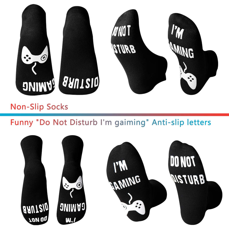 Do Not Disturb I'm Gaming Socks,Funny Novelty Socks Gaming Gift for Fathers Husbands Dad Mens Teen Boys Game Lover Black Medium - LeoForward Australia