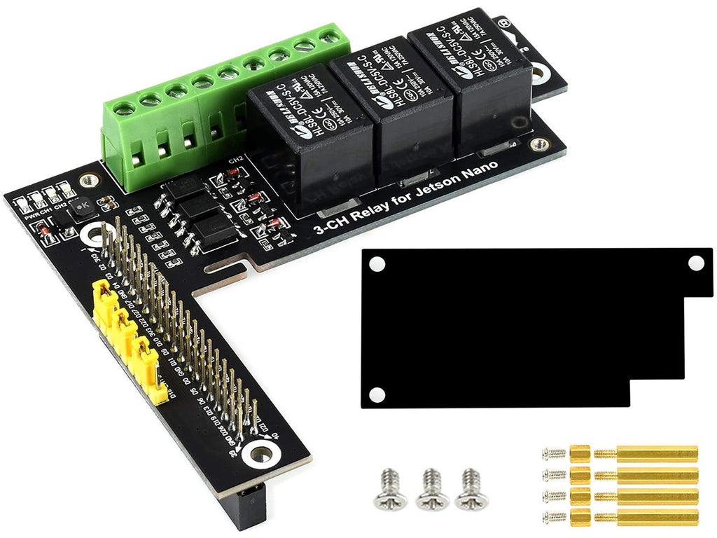  [AUSTRALIA] - 3-Channel Relay Expansion Board for Jetson Nano Developer Kit B01 and Jetson Nano 2GB Developer Kit, up to 2X Stackable Max Load ≤5A 250V AC or ≤5A 30V DC