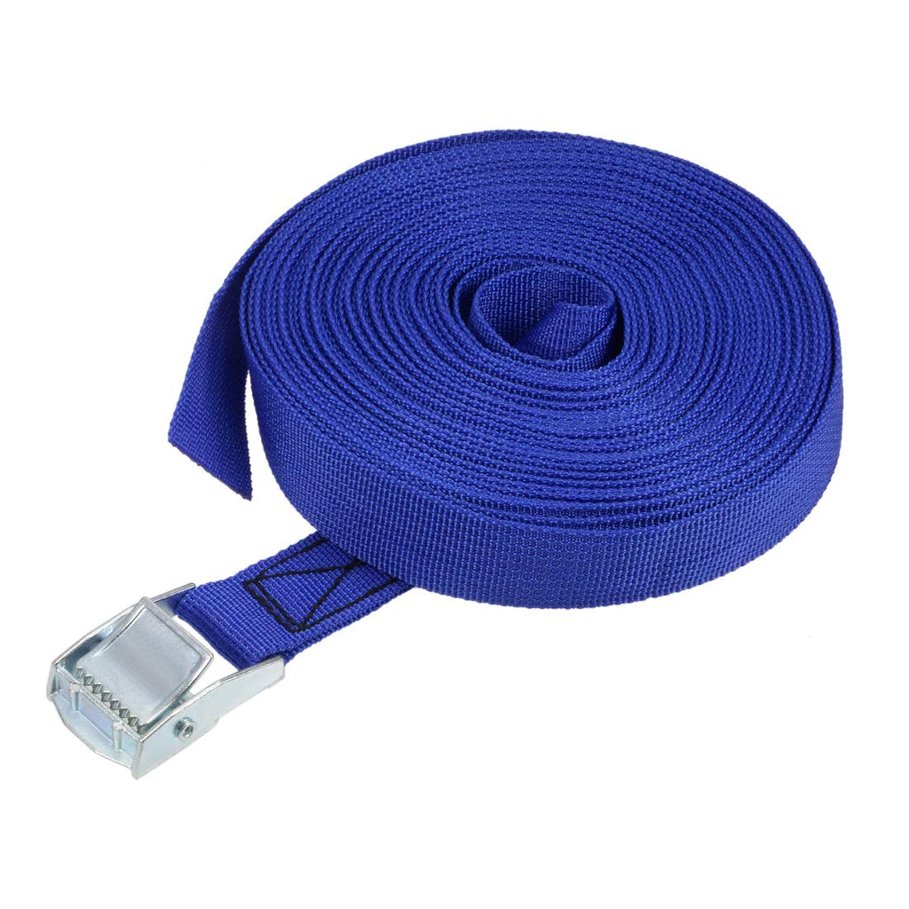  [AUSTRALIA] - uxcell Cam Buckle Tie Down Lashing Strap 10Mx25mm 250Kg Load Cap Polypropylene for Moving Cargo, Blue, Pack of 1 10 Meters