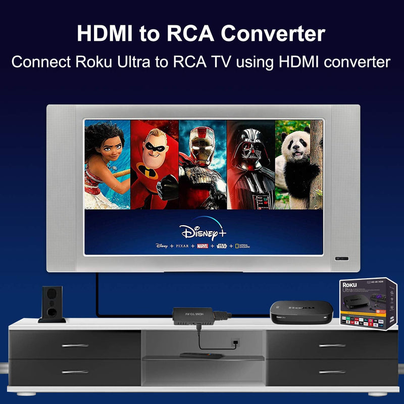  [AUSTRALIA] - HDMI to RCA Converter HDMI to AV Adapter Compatible for Apple TV, Xiaomi Mi Box, Android TV Box, Roku, Fire Stick, DVD, Blu-ray Player ect. Supports PAL/NTSC HDMI to RCA converter