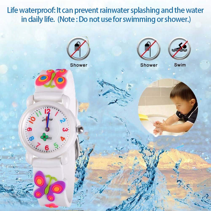 Kids Gift Cartoon Waterproof Watches Toys for Boys Girls - Best Gifts Butterfly White - LeoForward Australia