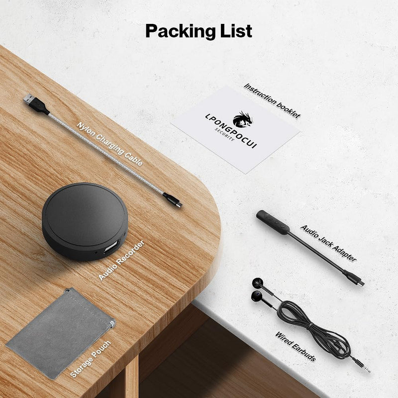  [AUSTRALIA] - 128GB (1600 Hour) Magnetic Voice Activated Recorder - LPONGPOCUI Recording Device MP3 Records with 70 Hours Battery Time, USB-C Audio Recorder for Car, Work, Lectures, Meetings (Black) Black