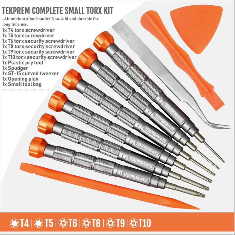  [AUSTRALIA] - TEKPREM 10 in 1 Torx Screwdriver Set with T4 T5 T6 T8 T9 T10 Torx Security Set,Small Precision Torx Repair Kit for Apple,Macbook,Mac mini,Xbox one Xbox360 Controller,PS3,PS4,Computer and Pocket Knives