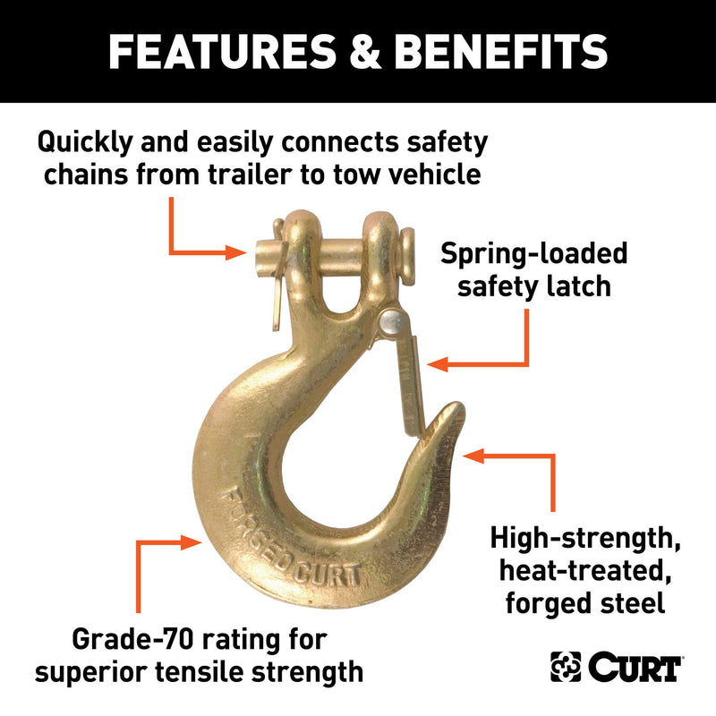  [AUSTRALIA] - CURT 81940 1/4-Inch Forged Steel Clevis Hook with Safety Latch 12,600 lbs., 1/2-Inch Opening