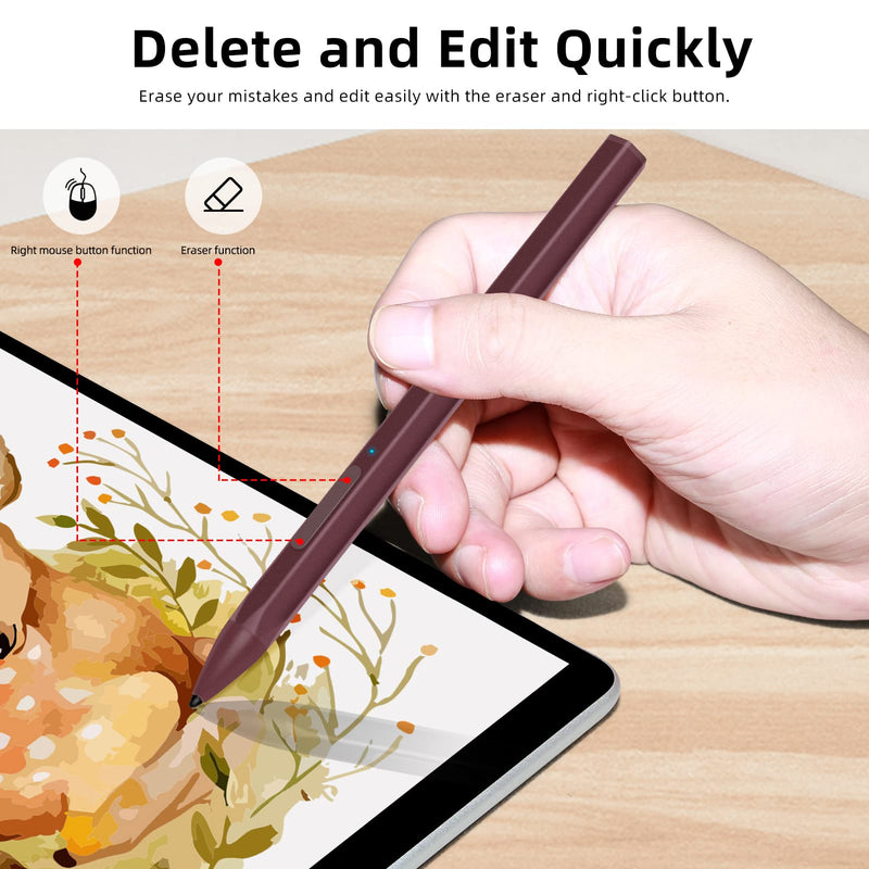  [AUSTRALIA] - Surface Pen Official Stylus for Microsoft Surface Pro8/X/7/6/5/4/3 Surface Go 3/2/1 Surface 3/Laptop/Studio/Book 4/3/2/1 with 4096 Tilt Pressure, Palm Rejection, Magnetic Attachment, Rechargeable, Red Hexagonal Design/4096/Magnetic Pen