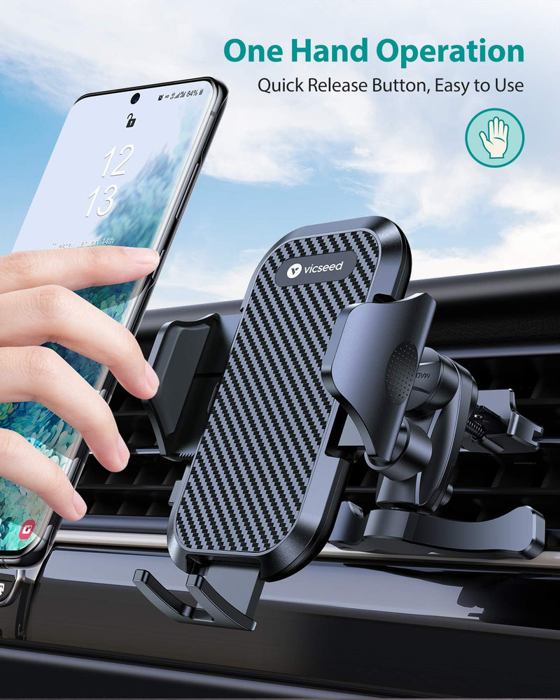 VICSEED 2020 Upgrade Ultra Stable Car Phone Mount Easy Clamp Universal Car Phone Holder Air Vent Cell Phone Holder for Car Compatible with iPhone 12 11 Pro Max Mini SE XS XR Galaxy S20 Note 20 10 etc Black - LeoForward Australia