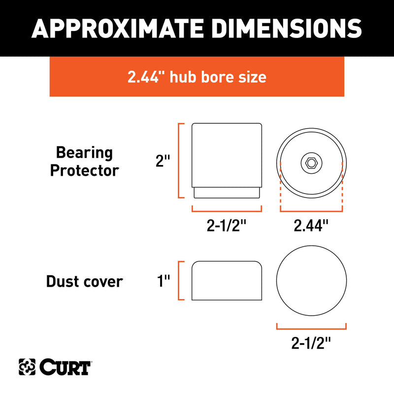  [AUSTRALIA] - CURT 22244 2.44-Inch Trailer Wheel Bearing Protectors and Dust Covers, 2-Pack