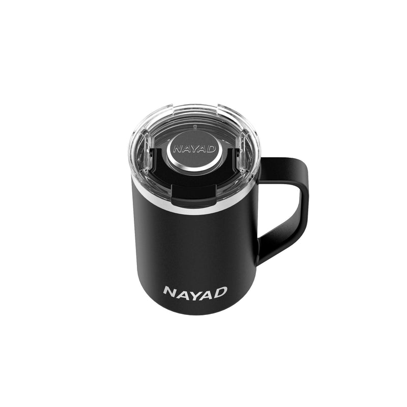  [AUSTRALIA] - NAYAD Metro Stainless Steel Vacuum Insulated Thermos Coffee Mug, Travel Water Bottle with Lid for Iced Cold/Hot Drinks (Black, 15 oz) Black