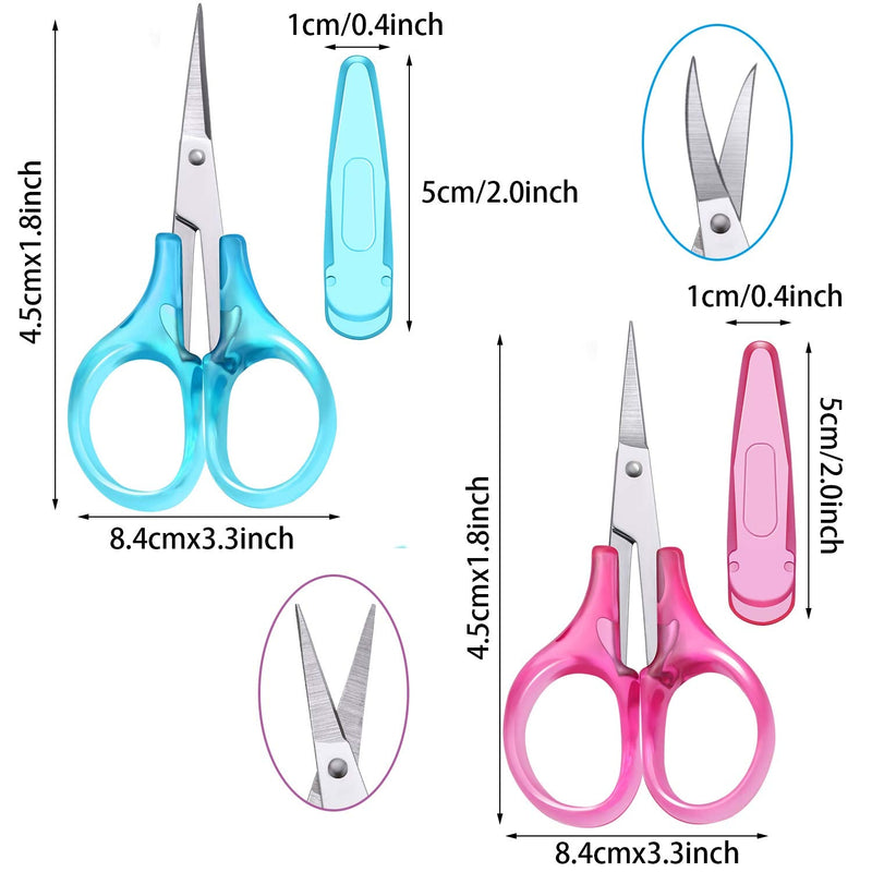  [AUSTRALIA] - Detail Craft Scissors Set Stainless Steel Scissors Straight Tip Scissors Curved Tip Scissors with Protective Cover for Facial Hair Trimming, Sewing, Crafting, DIY Projects (6 Pieces)