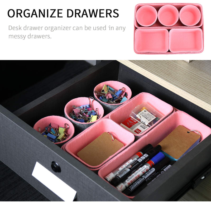 Newthinking 8 Pack Desk Drawer Organizer, Multi-Use Felt Shallow Narrow Drawer Organizers, Desk Supplies Tray for Office Drawer, Makeup Organizer (Pink) Pink - LeoForward Australia