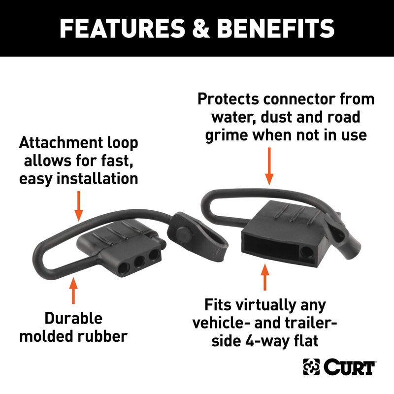  [AUSTRALIA] - CURT 58761 Vehicle-Side and Trailer-Side 4-Way Flat Trailer Wiring Harness Dust Covers, 4-Pin Trailer Wiring