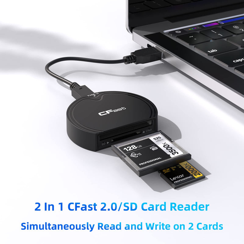  [AUSTRALIA] - CFast Card Reader,USB 3.2 Gen 2 USB C CFast 2.0 Reader,SD Card Reader Portable ABS 10 Gbps CFast Memory Card Adapter with Thunderbolt 3 Port for SanDisk,Lexar,Transcend,Sony Card Read CFast/SD Card Cfast & SD