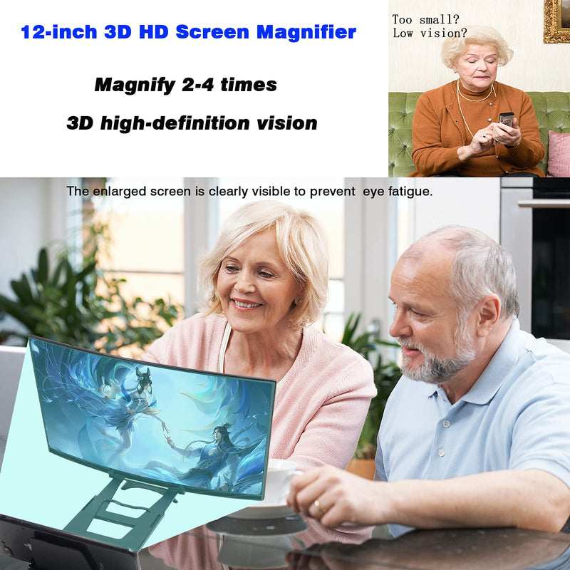  [AUSTRALIA] - 12" HD Screen Magnifier for Cell Phone, Honttevis 3D Curved Screen Phone Magnifier for Videos, Movies and Gaming, Foldable Phone Magnifying Screen Works with iPhone/Android Smart Phone Devices.