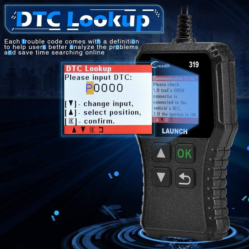 LAUNCH OBD2 Scanner CR319 Automotive Check Engine Code Reader Car Diagnostic Scan Tool Checks O2 Sensor EVAP Test with DTC Lookup Full OBDII Functions - LeoForward Australia