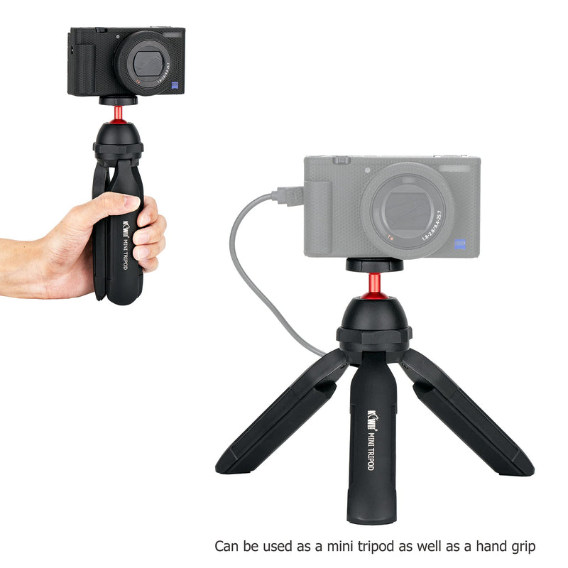  [AUSTRALIA] - Vlog Mini Handheld Tripod with Built-in USB-A Power Bank, Camera Phone Tabletop Tripod with 360°Pan and 90°Tilt for Mirrorless DSLR Cameras Smartphones LED Lights Projectors and More with 1/4" Screw Recharagable(with built-in power bank )